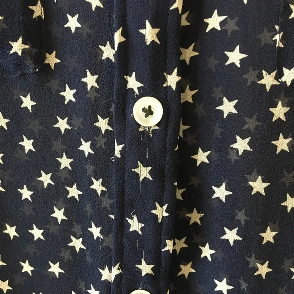 SOLD on eBay✨You’re A Star ⭐️ Navy Blue Sheer Silk Star Blouse - Picture 7 of 16